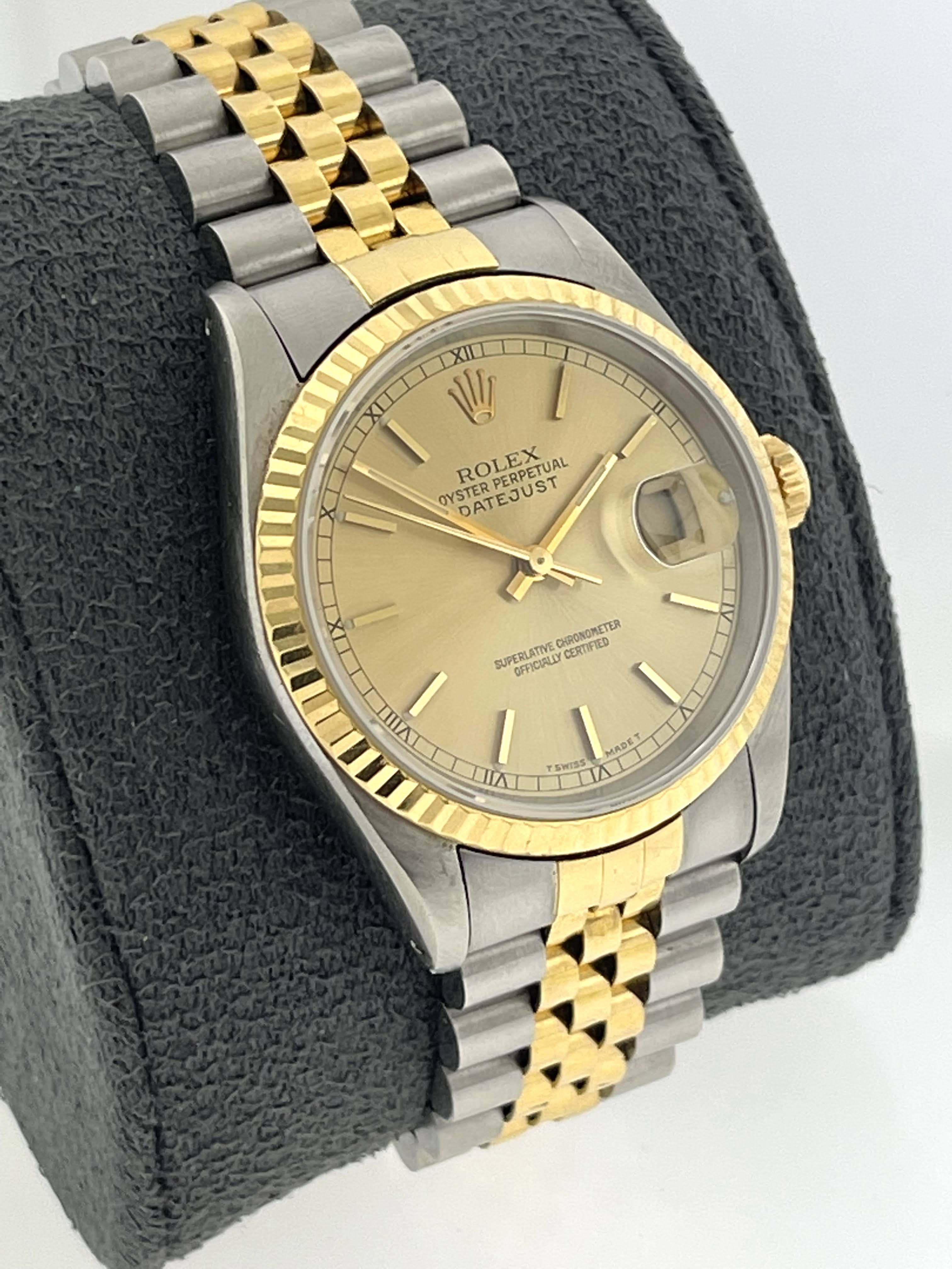 1990 Rolex Datejust 16233 Champagne Dial Two Tone Bracelet No