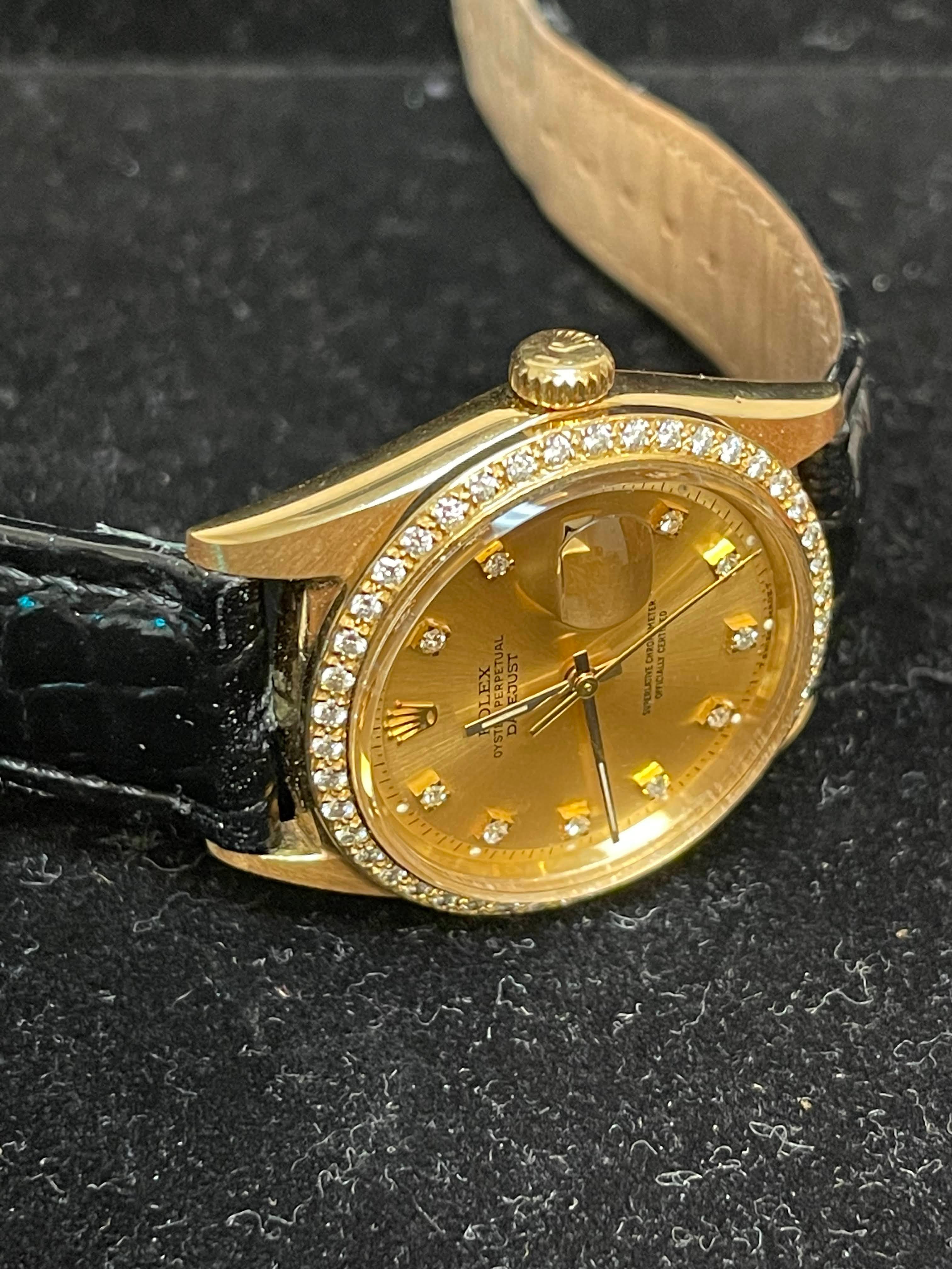 1966 Rolex Solid Gold 18kt Datejust 1601 Champagne Diamond Dial