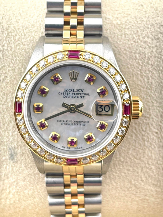 Rolex Datejust Custom White Mop Diamond Dial + Bezel 26mm