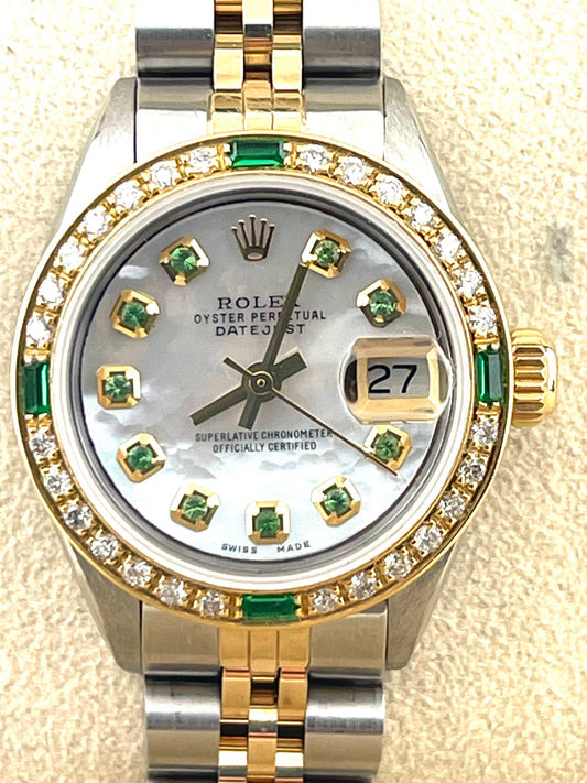 Rolex Datejust Custom White Mop Diamond Dial + Bezel 26mm