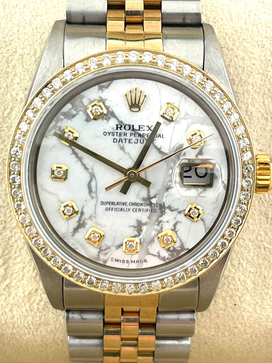 Rolex Datejust Custom White Mop Diamond Dial + Bezel 36mm